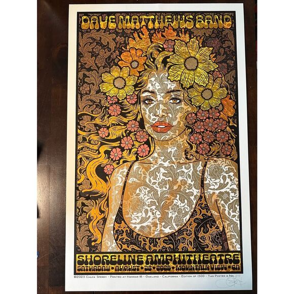 Dave Matthews Band Chuck Sperry Shoreline Amphitheater 2025 Poster Brand New - Picture 1 of 7